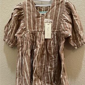 Rylee + Cru Tan and Cream Striped Dress